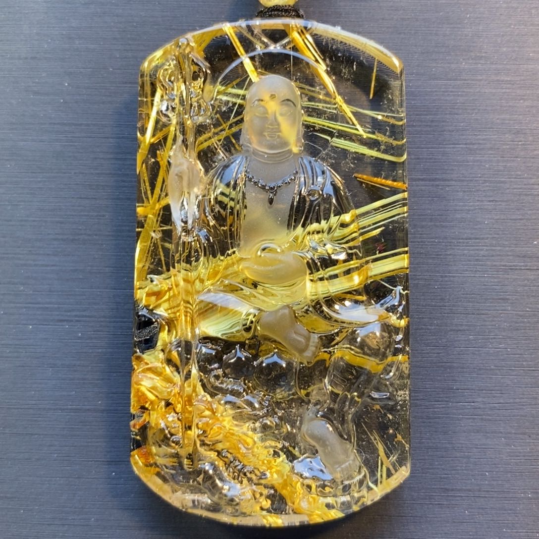 水晶颈饰未镶嵌钛晶花地藏王菩萨