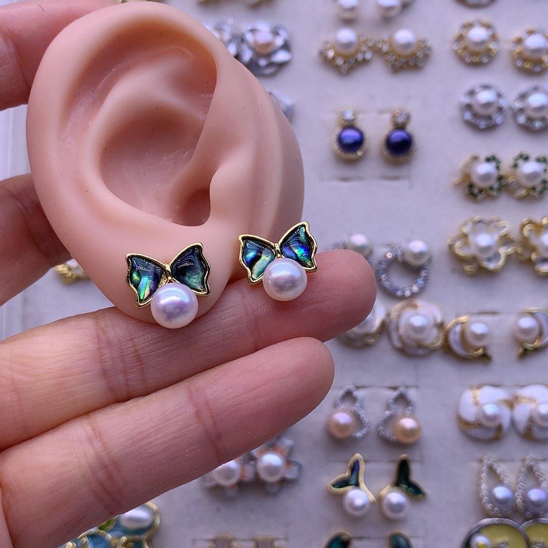 淡水珍珠耳饰合金