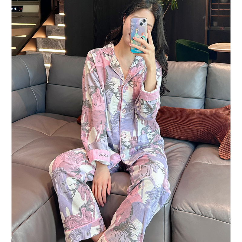 莫里伊【磨毛棉紫气奔腾】小众时尚设计休闲可外穿保暖睡衣家居服