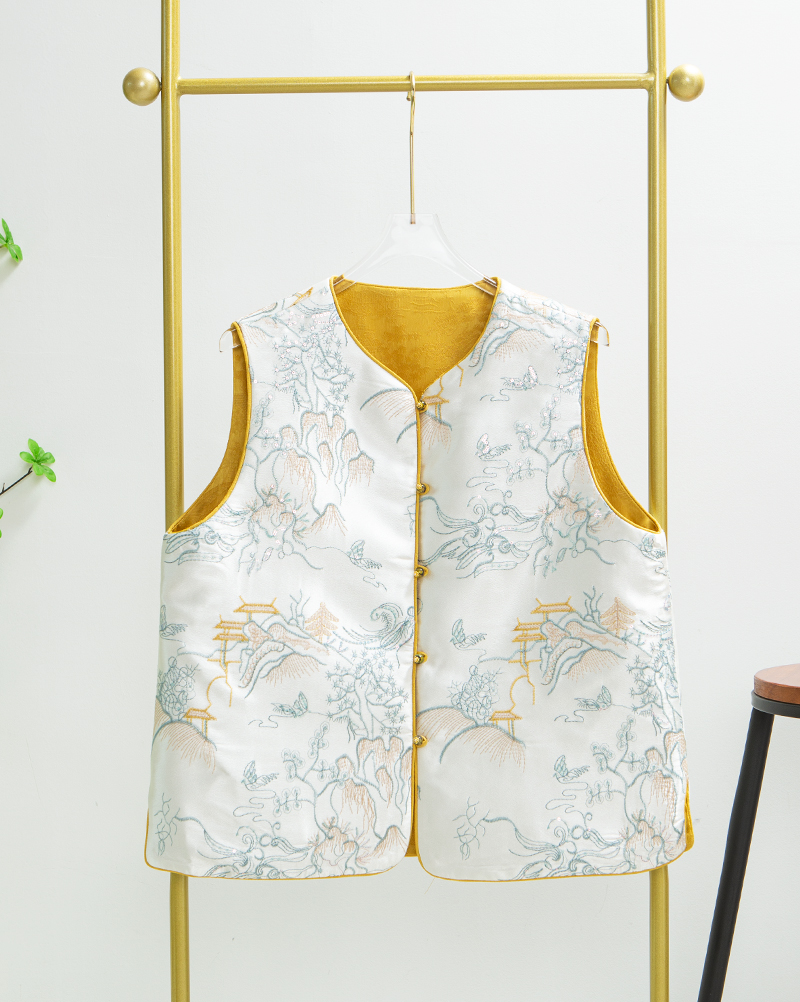 【茵姐推荐】2025早春国风山水刺绣马夹女气质减龄两面穿马甲3263