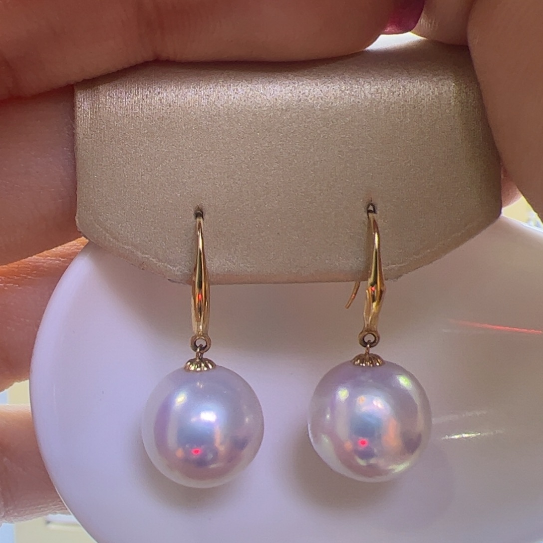 淡水珍珠耳饰18K金镶嵌