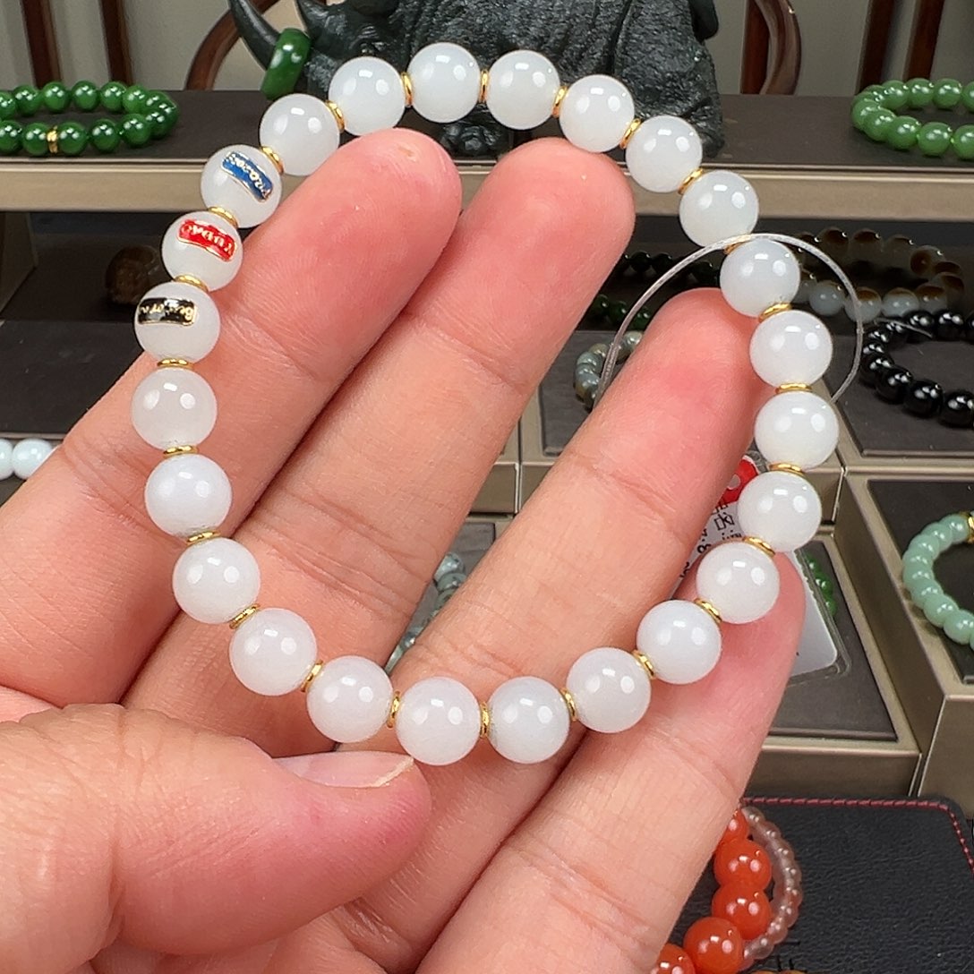 和田玉未镶嵌手链卡8mm藏物