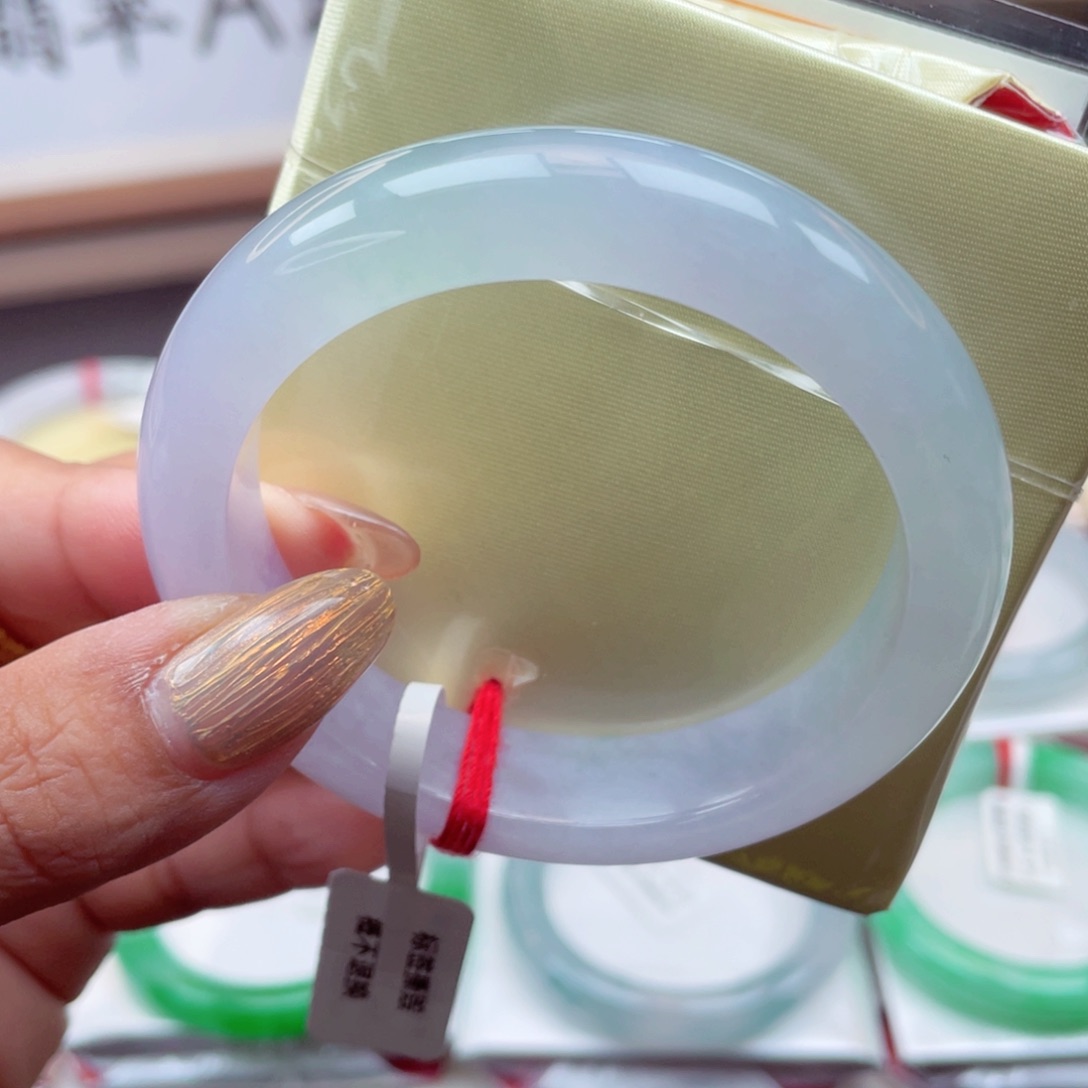 翡翠手镯未镶嵌起光冰紫54-55