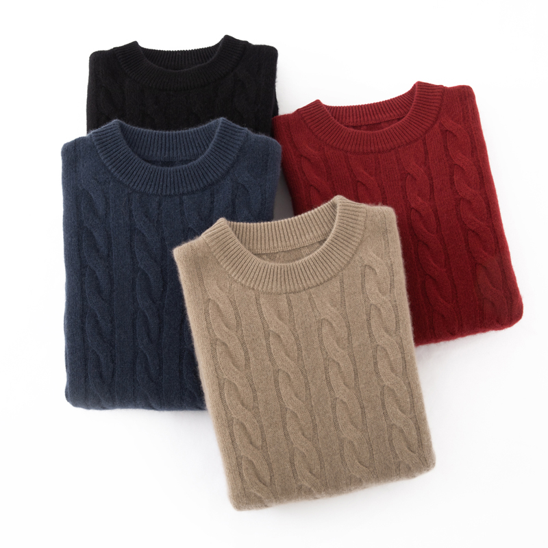 康赛妮Aurora纱线加厚100%纯山羊绒衫男圆领针织打底毛衣2025新款