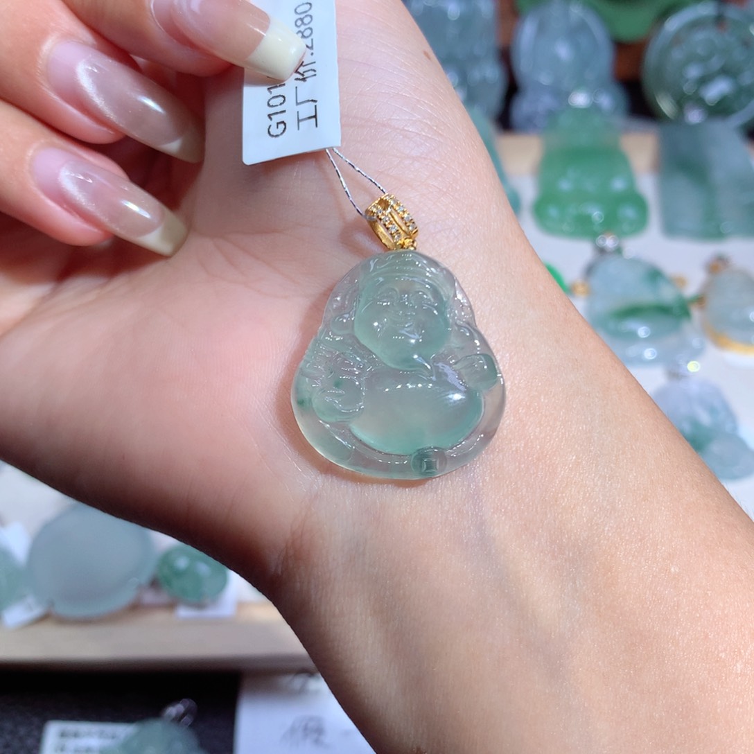 翡翠18K金镶嵌吊坠(不含链)