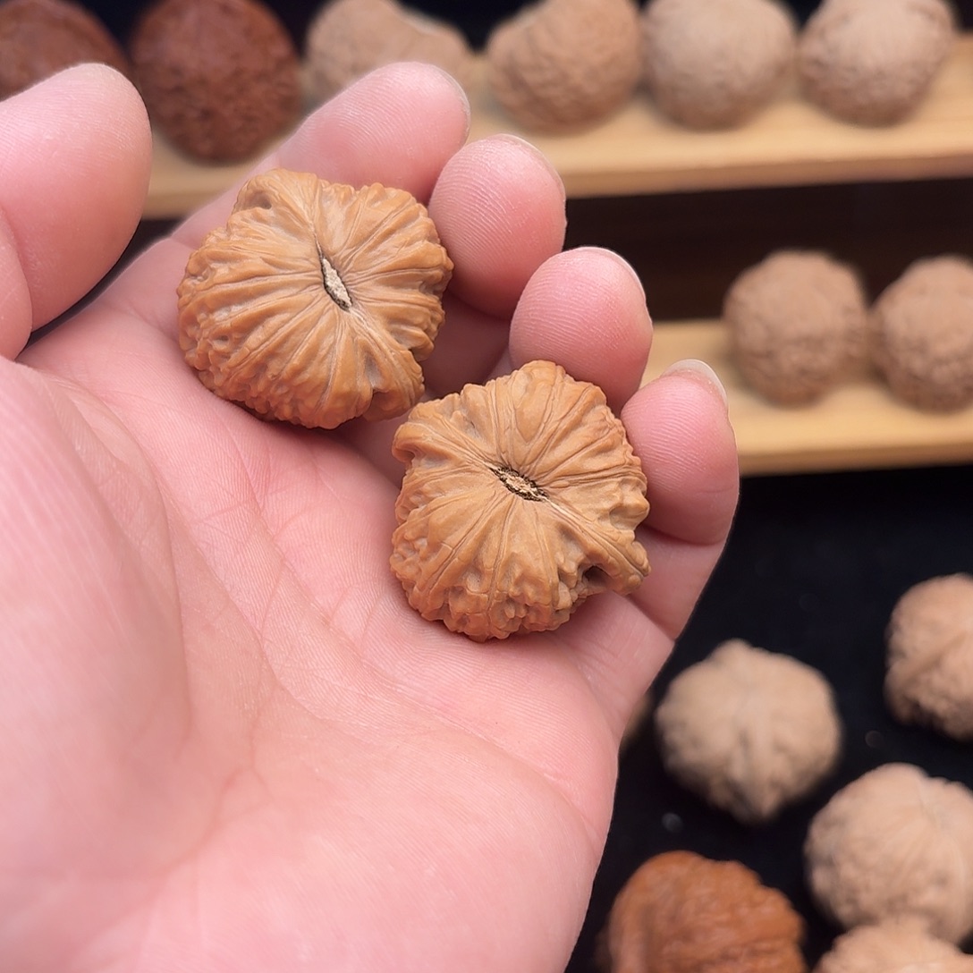 老***呀桃核吊坠白狮子手工打底