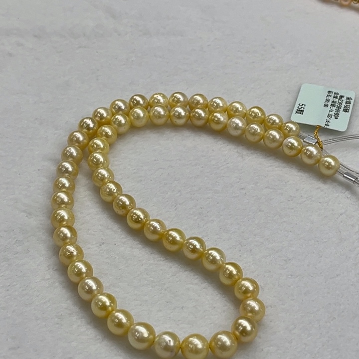 银S925镶嵌项链海水珍珠6-8mm