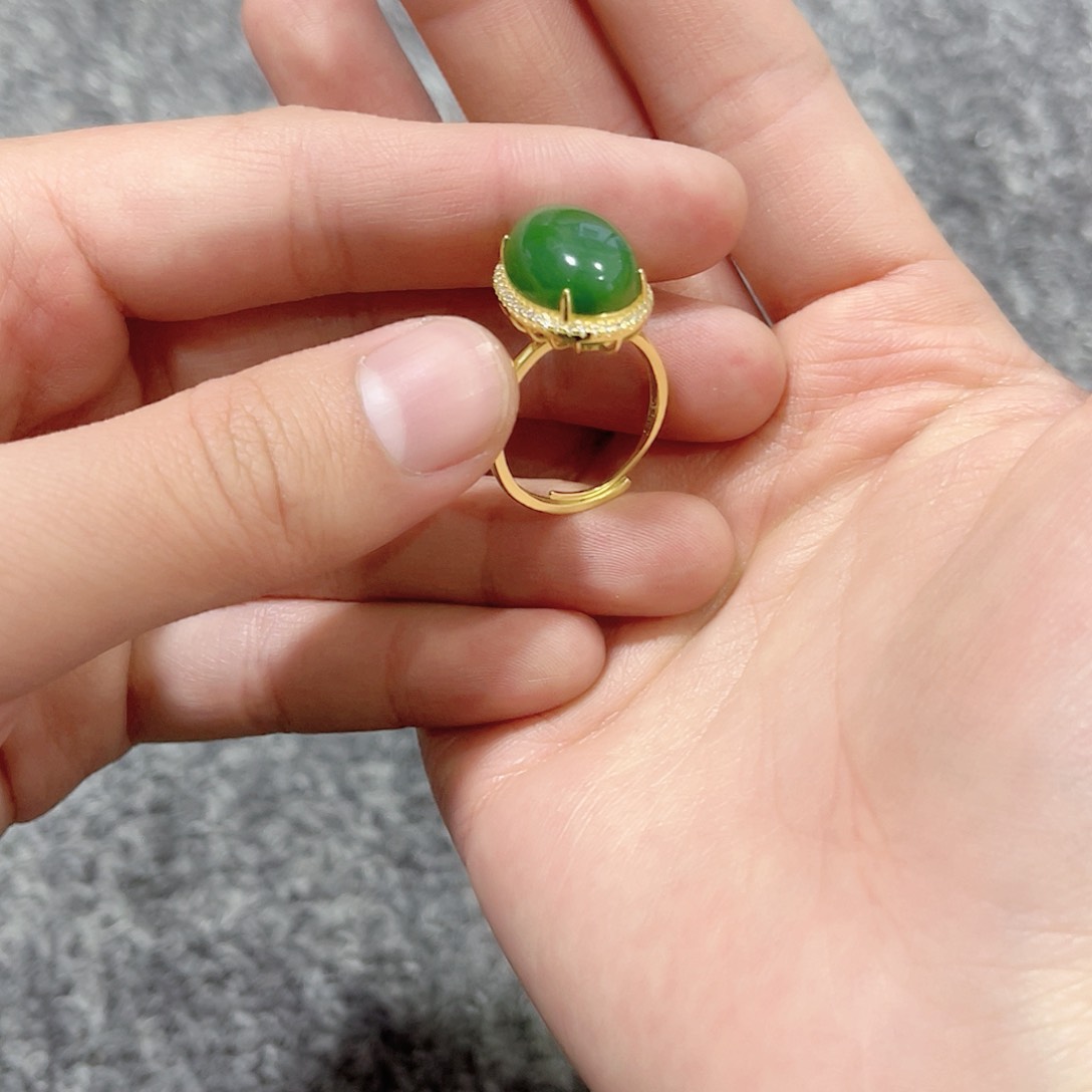 和田玉戒指（两用）。k k 银S925镶嵌