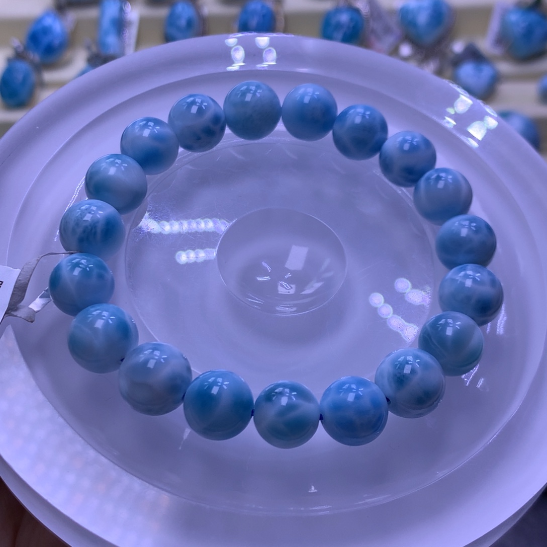 针钠钙石（海纹石）未镶嵌手串10+手串色差略异