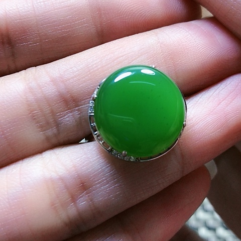 和田玉戒指银S925镶嵌