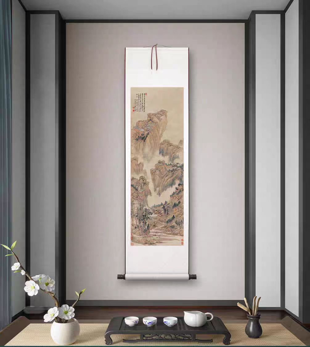 【高清微喷】王翚《富春大岭图》竖轴客厅，馆藏级艺术微喷工艺