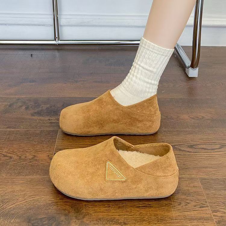 1522厚底加棉博肯复古港风休闲风冬季棉鞋流风时尚棉鞋纯色