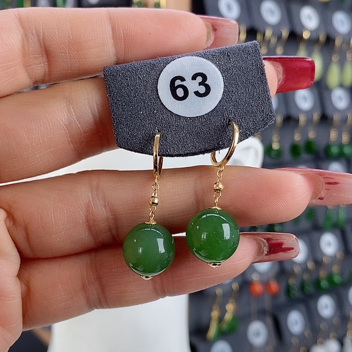 和田玉耳饰18K金镶嵌