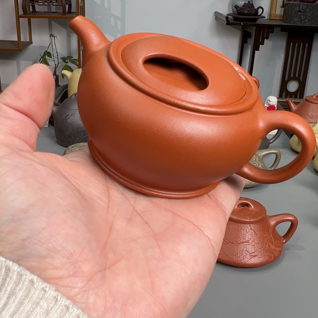 紫砂茶壶小红泥牛盖