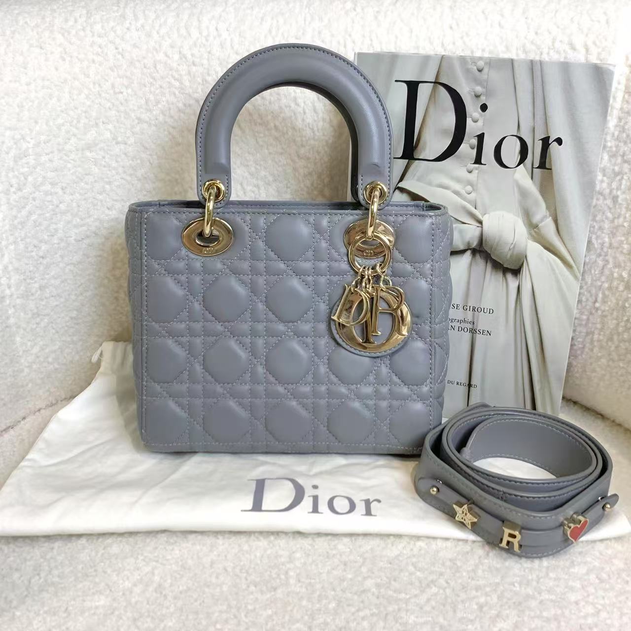 99新 DIOR/迪奥 壹臻/灰金四格戴妃手提包/41248218