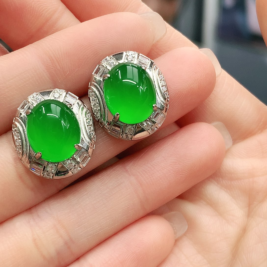 银S925镶嵌耳钉玛瑙/玉髓