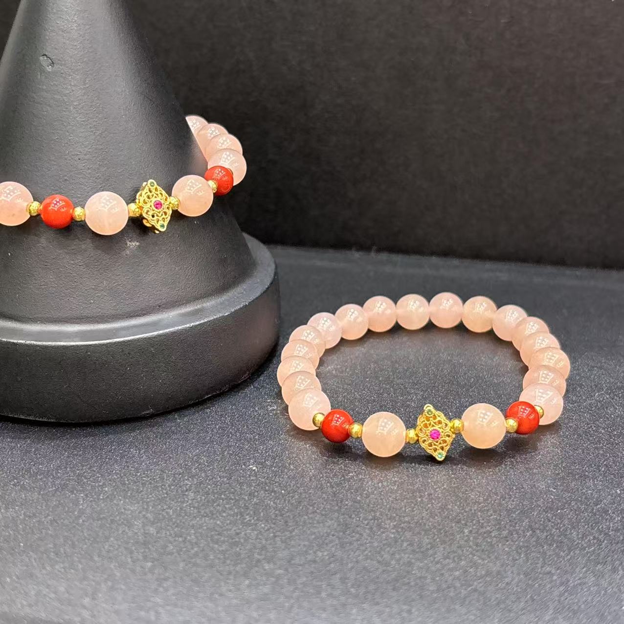 藕粉南红手串8m+*（多样性单个发货）