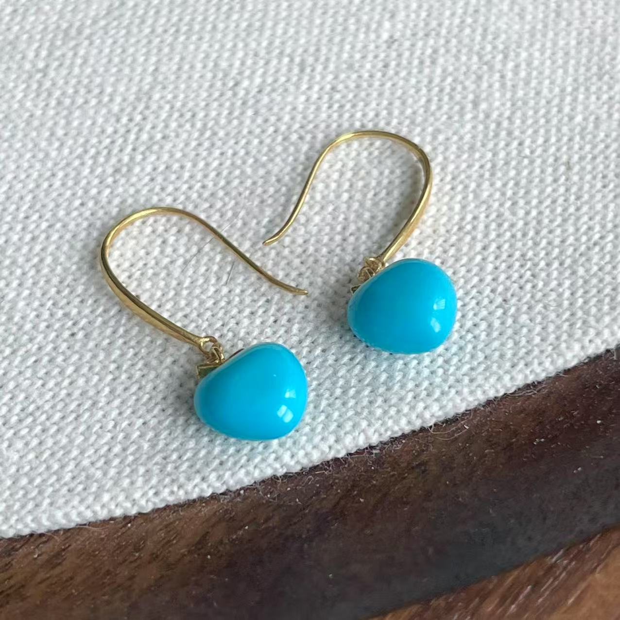 海棠|美松●18K金镶嵌绿松石耳钉多样发其一＃7205