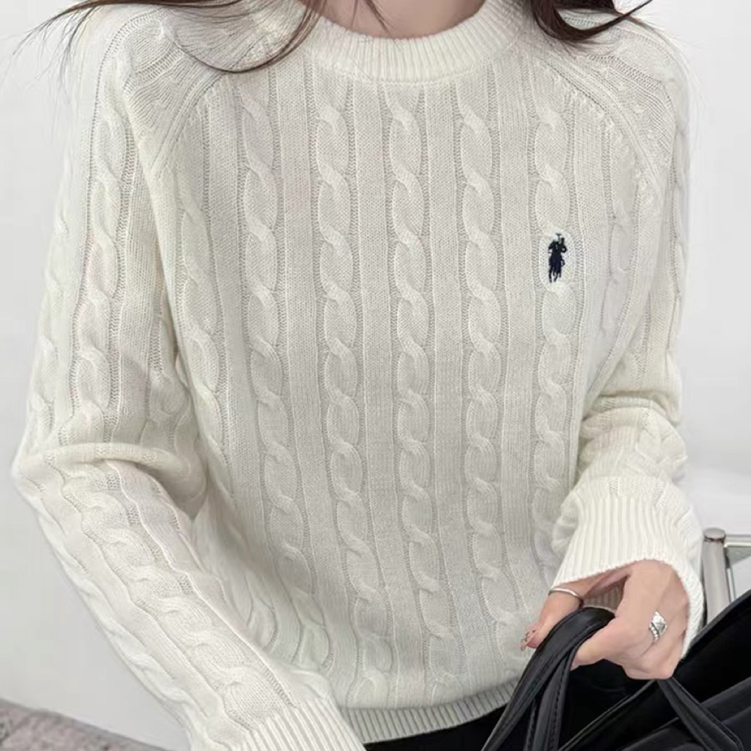 冬季厚款小马刺绣麻花宽松慵懒毛衣