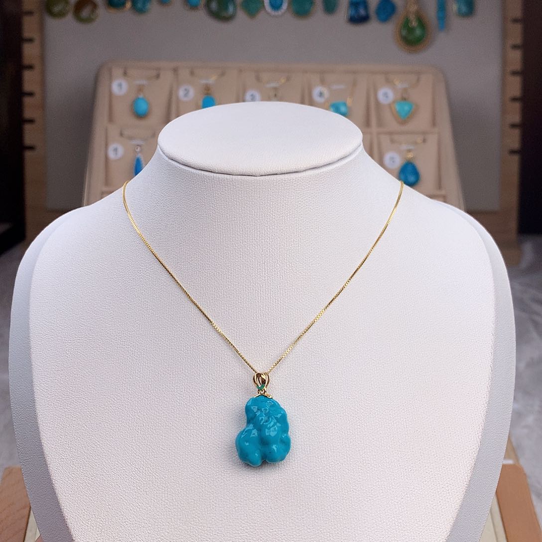 绿松石颈饰18K金镶嵌