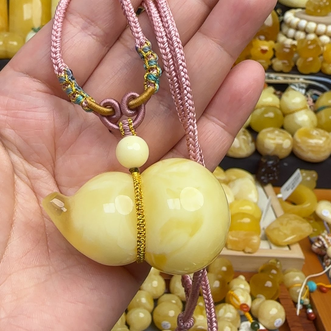 蜜蜡套链未镶嵌天然白蜜蜜蜡葫芦吊坠