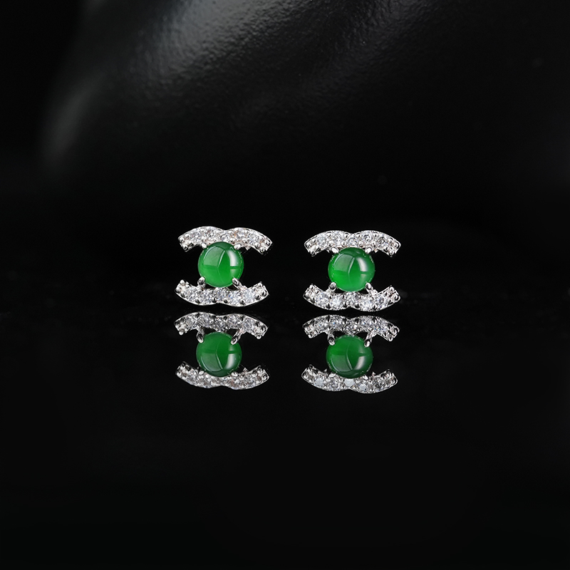 【小胖甄选】天然翡翠A货满绿蛋面耳钉轻奢精致小众珠宝-多样性发