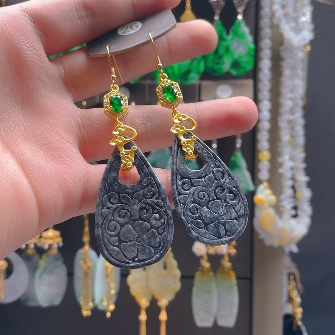 翡翠未镶嵌耳饰翡翠