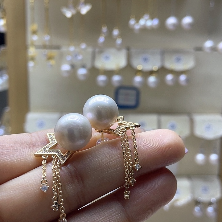 淡水珍珠耳饰银S925镶嵌