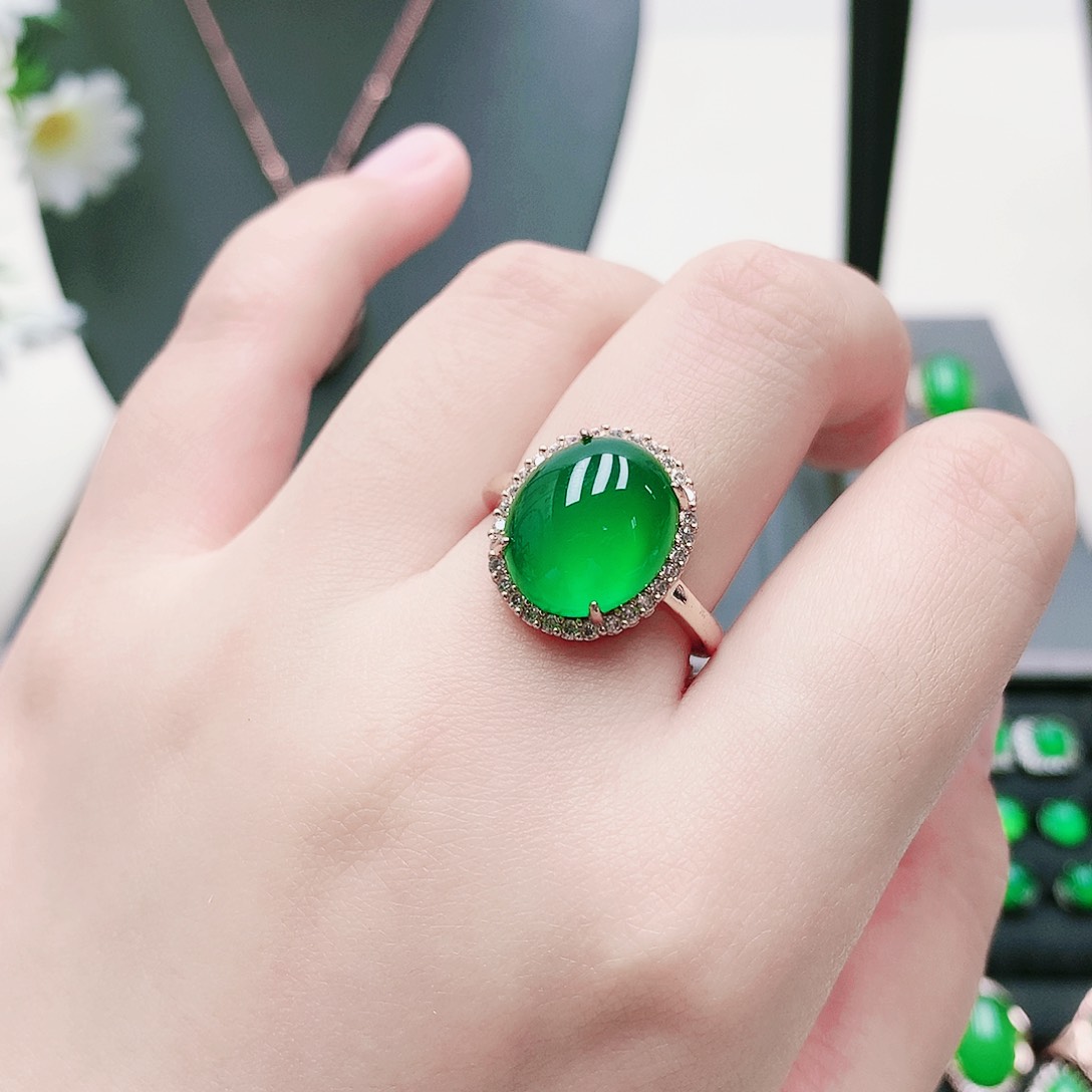 玛瑙/玉髓戒指合金卡14玫瑰金色