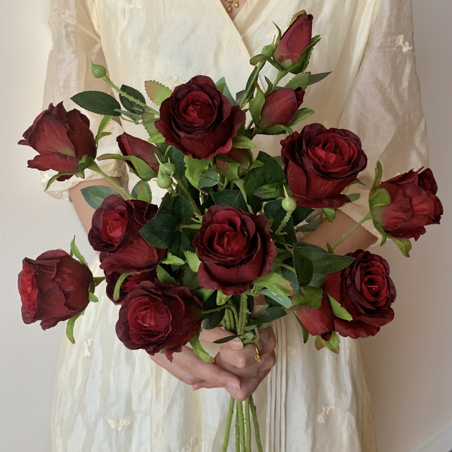 油画玫瑰仿真花假花客厅装饰花艺摆件餐桌花摆设软装仿生花束轻奢