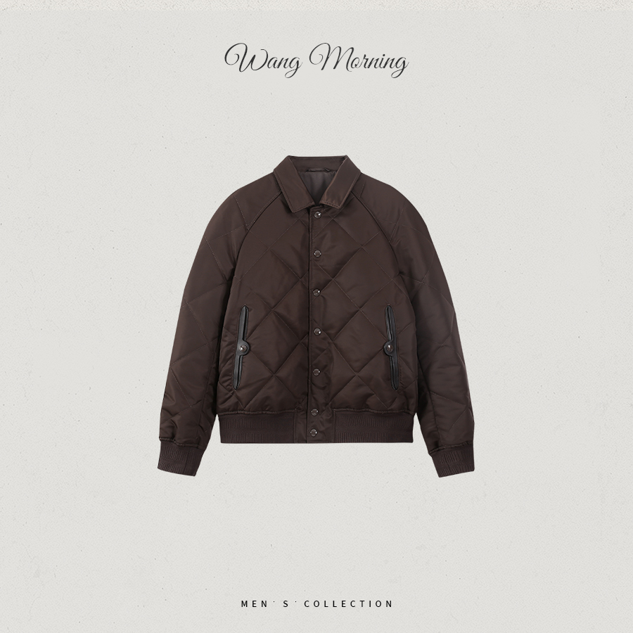 【25FW 8636】冬季高端老钱翻领菱形格棉衣外套