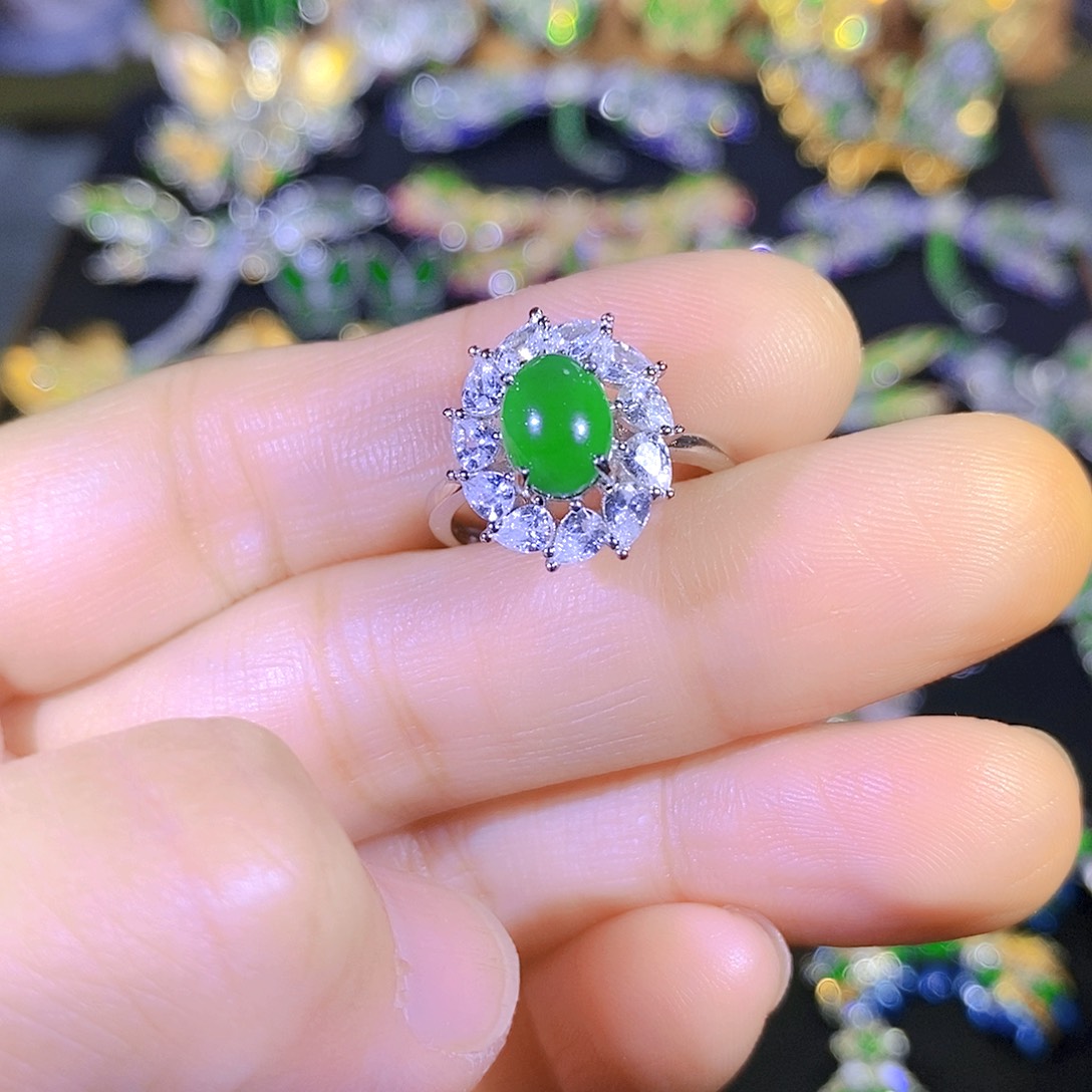 吊坠(不含链)银S925镶嵌翡翠