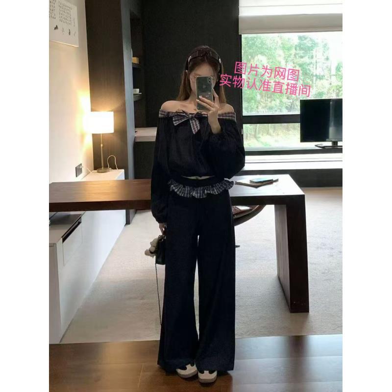 早秋新款设计感格子木耳下摆设计两件套LH-2633/2633-1