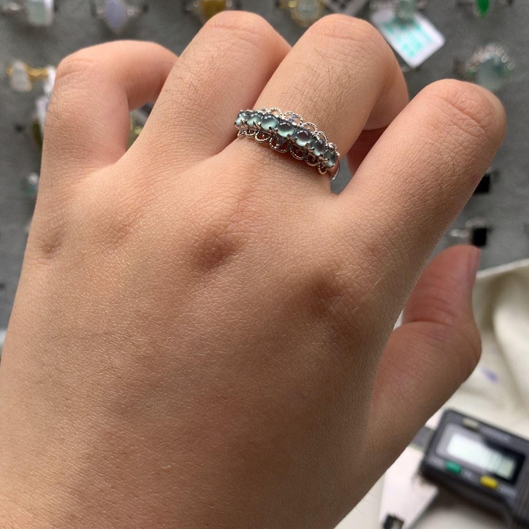 翡翠银S925镶嵌戒指戒指