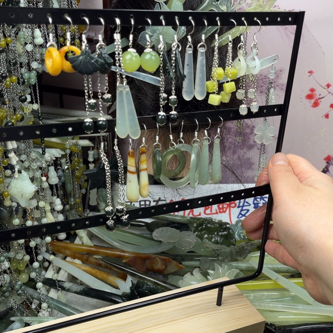 岫玉未镶嵌发饰岫玉耳坠，39.9任选两对