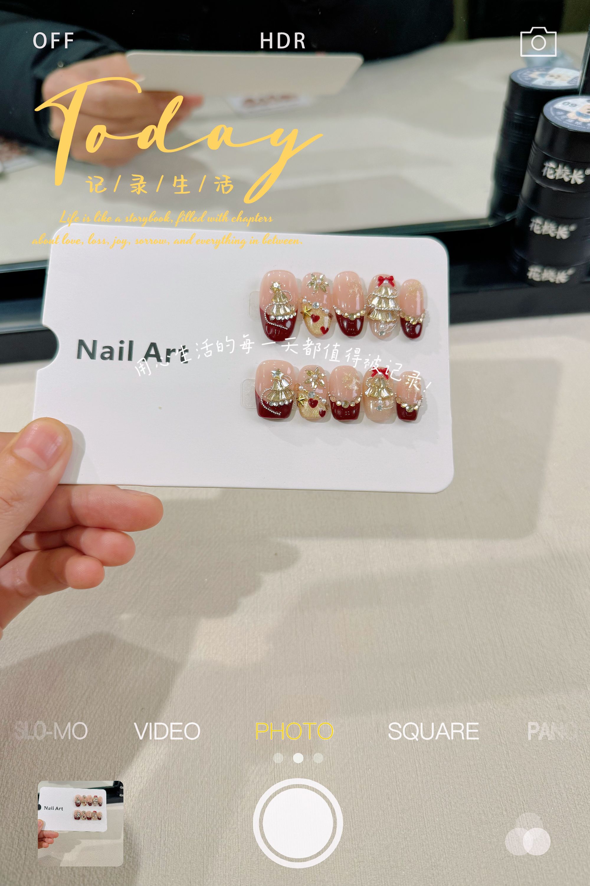 （甲水仙）圣诞派对-高品质雪白色带钻秋冬氛围感纯手工穿戴甲