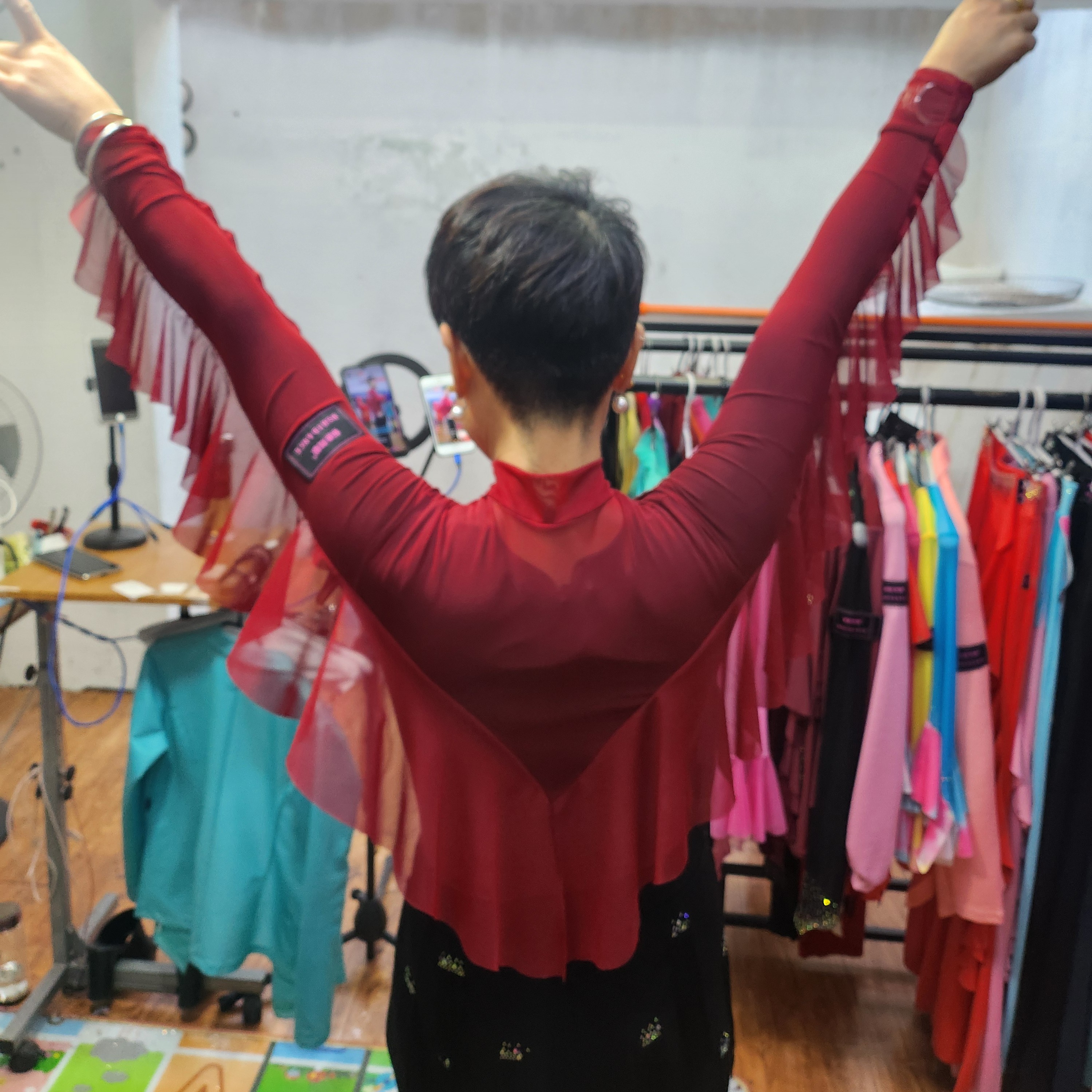 恒世舞服高领天使3无钻款连体上衣