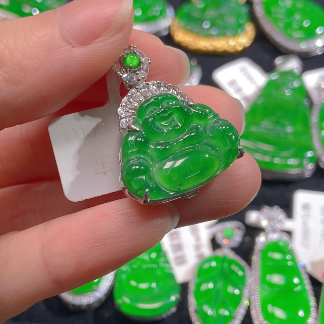 翡翠吊坠(不含链)银S925镶嵌