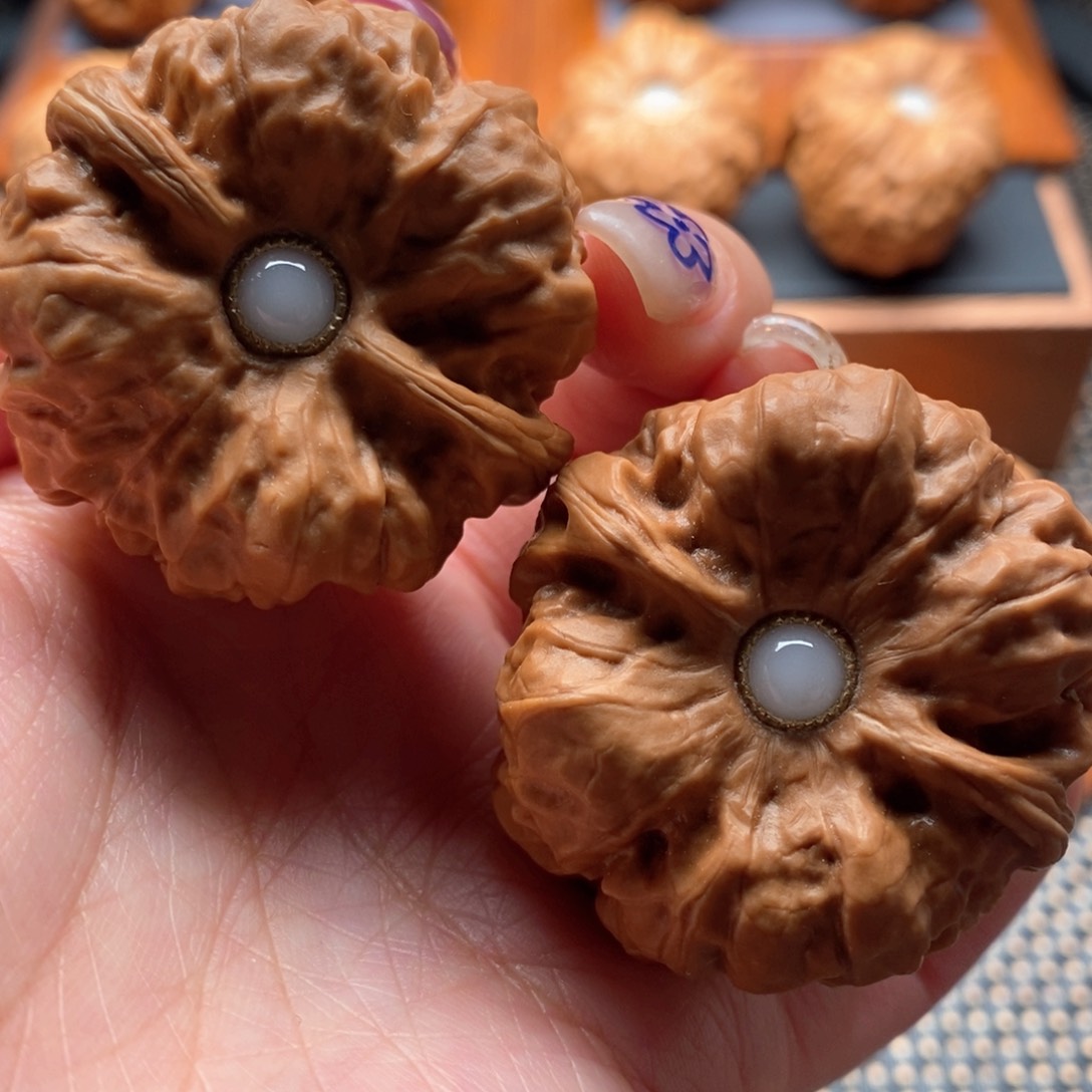 文玩核桃把件41尺寸蛤蟆头➕镶嵌