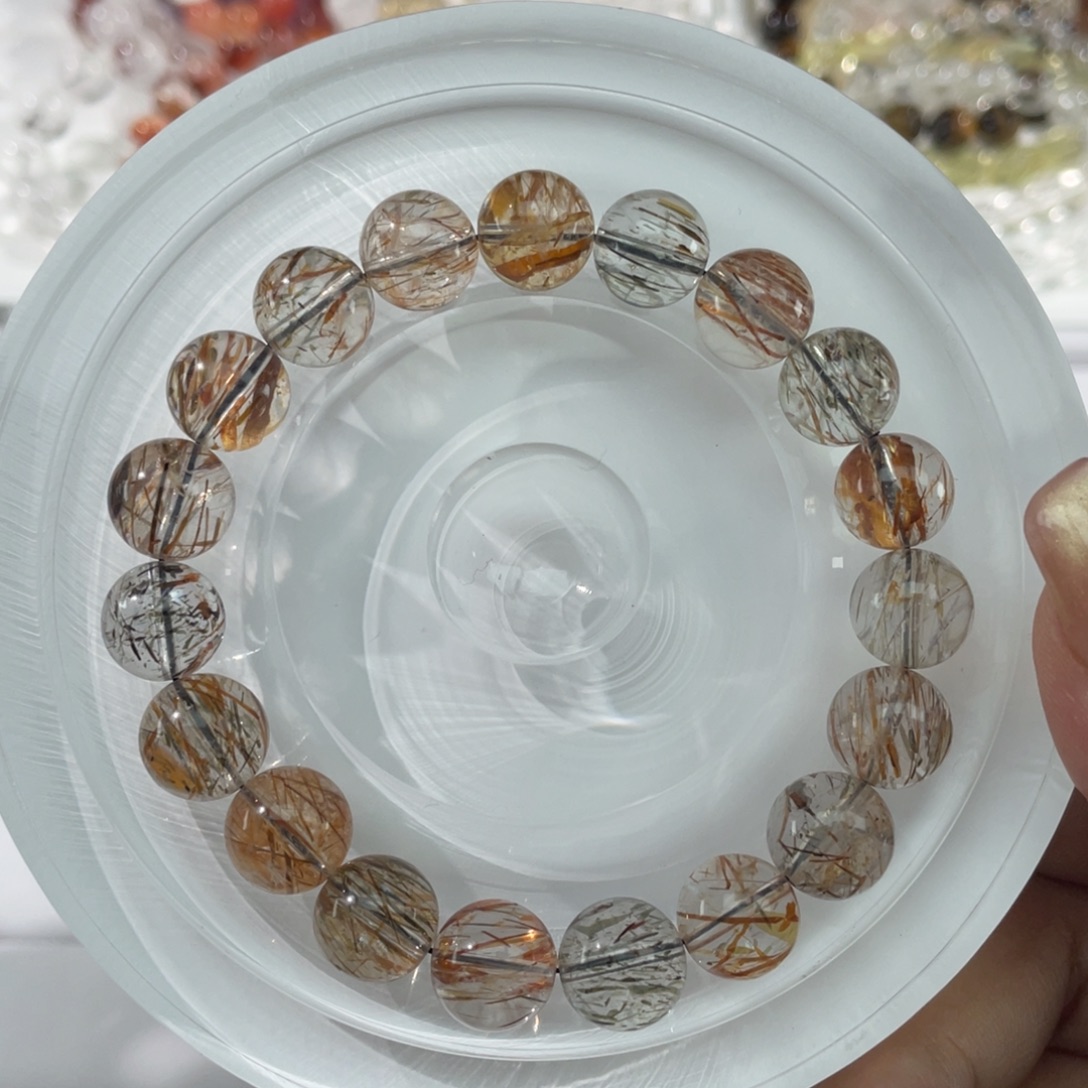 水晶手串未镶嵌006透体超七水晶10m+