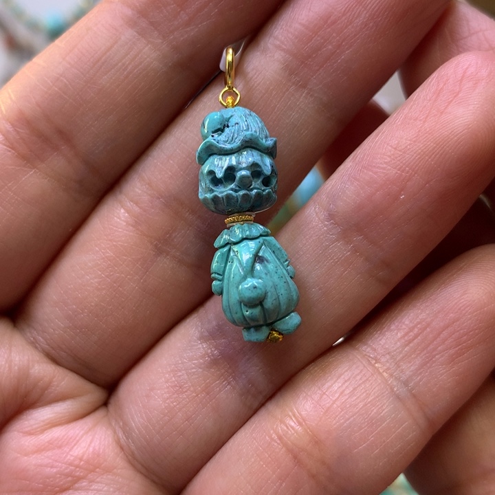 绿松石18K金镶嵌吊坠