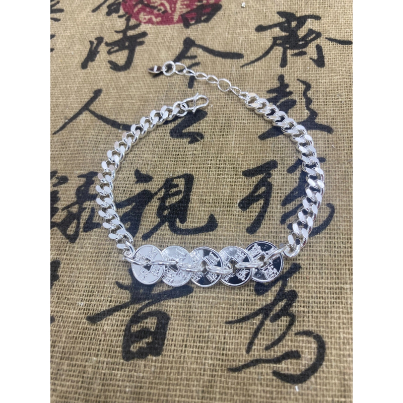 足银手链 古巴五帝钱气质百搭手链