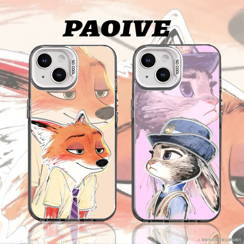 动物城朱迪尼克适用苹果华为vivo一加iPhone小米彩银手机壳