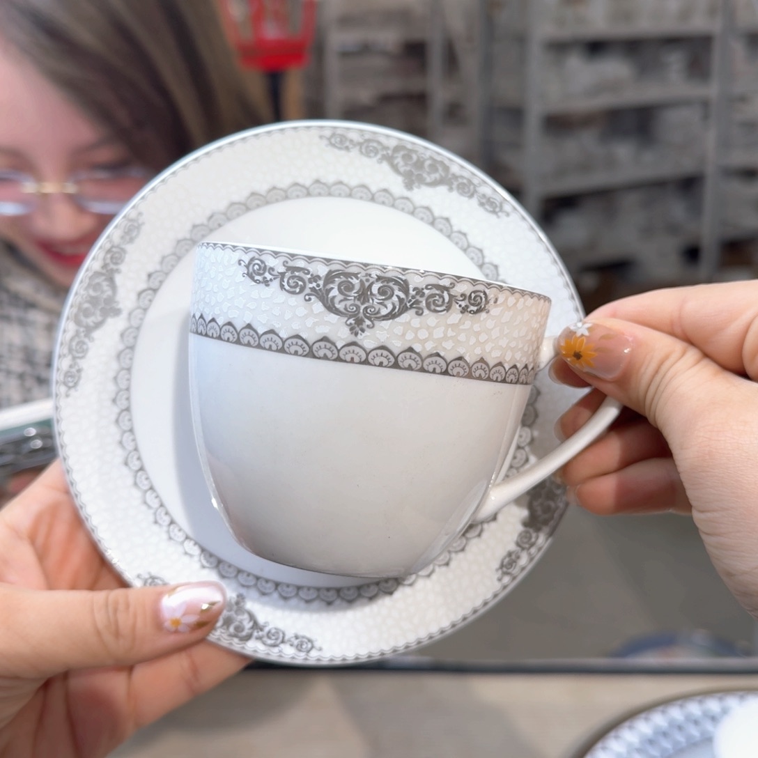 骨瓷咖啡杯碟2套（4件）220ml外贸骨瓷微瑕