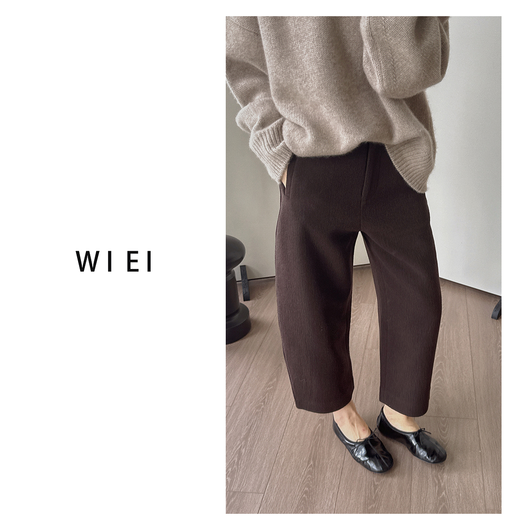 《WI EI》海王裤* 一条过冬’澳洲针织羊毛_苣温暖弧形九分裤24156