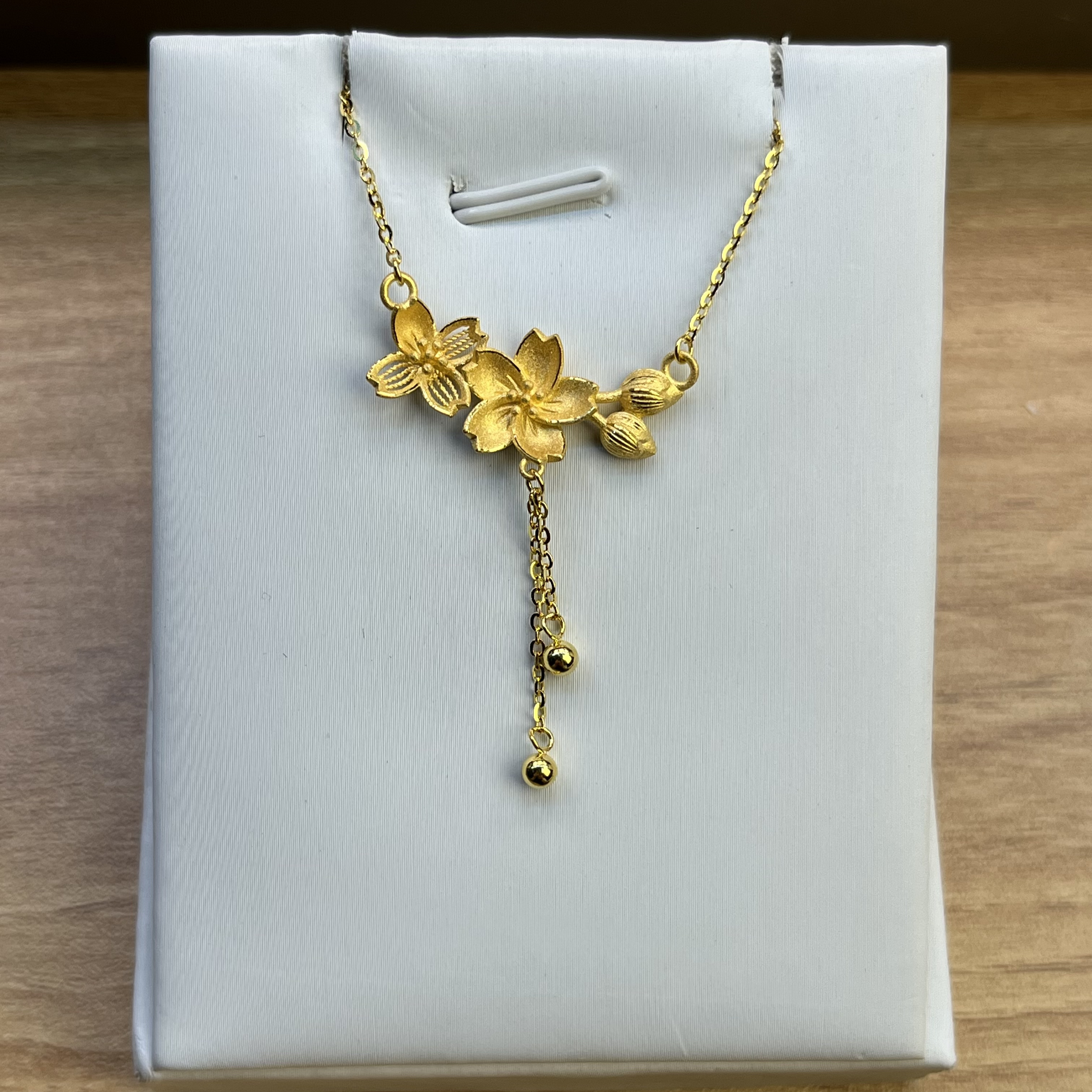 纯万福足金999黄金5g工艺桃花流苏套链黄金按克卖时尚潮流