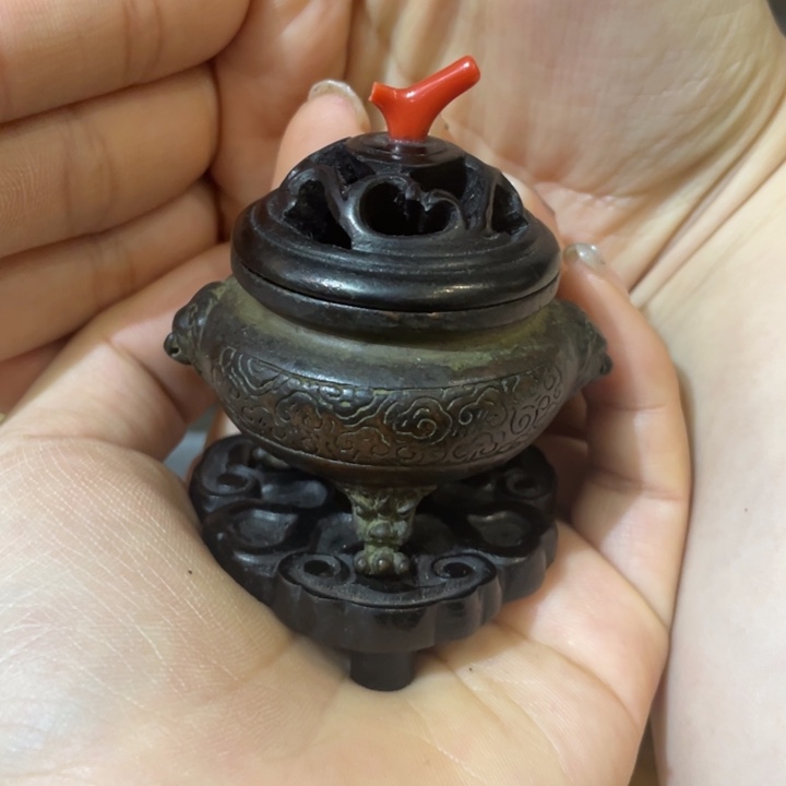 铜香炉茶道具摆件摆件