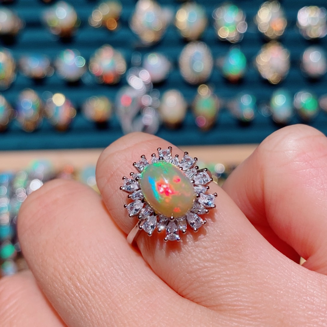 欧泊银S925镶嵌欧泊戒指