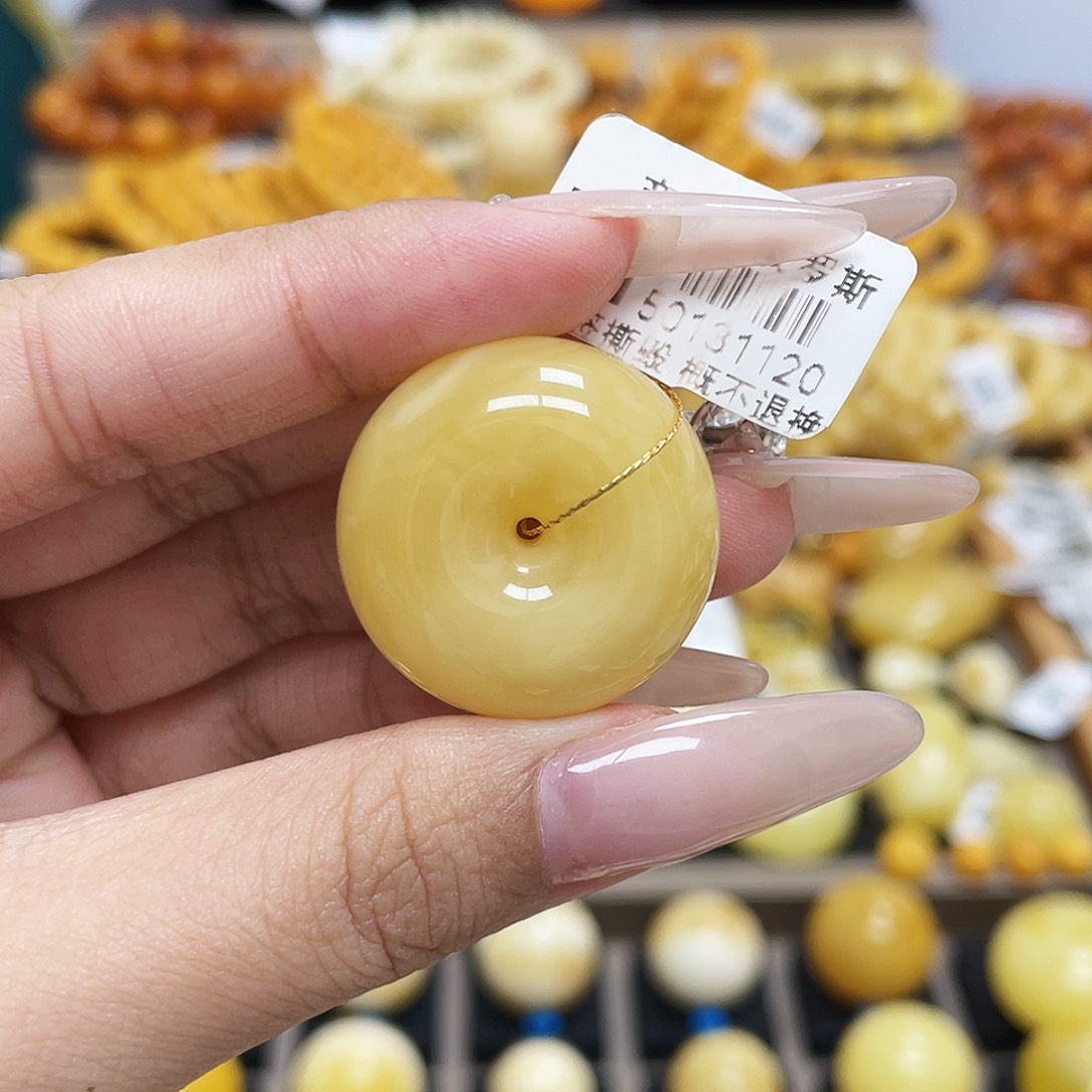 未镶嵌蜜蜡珠宝奇石强*25.8mm平安扣瑕