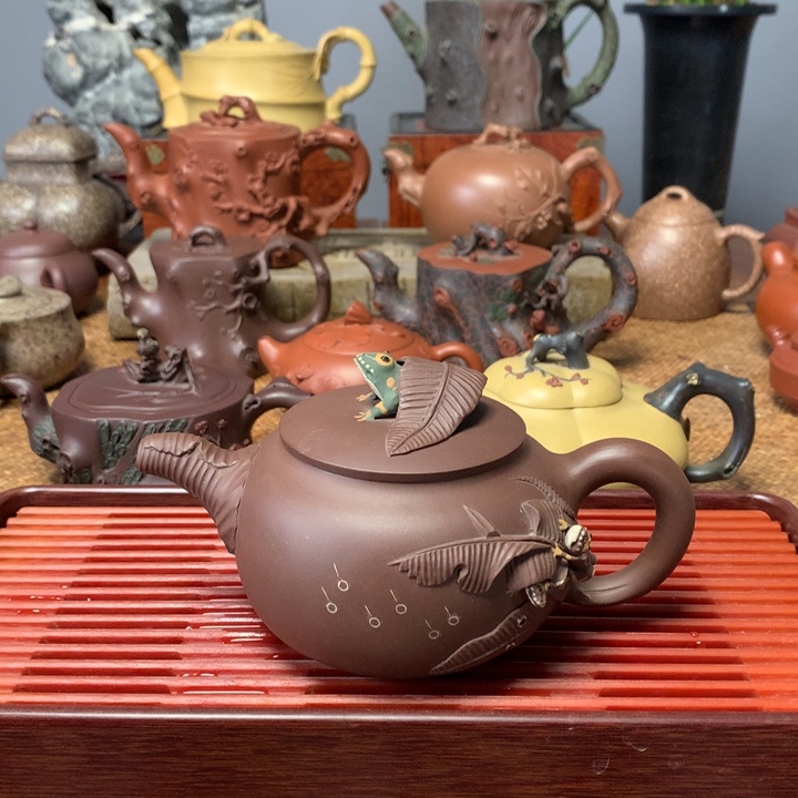 大***张紫砂茶壶听雨大品